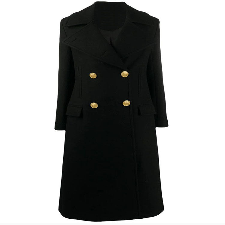 Damen Doppelreihiger Mantel im Military‑Look mit goldenen Zierknöpfen Shop Nory