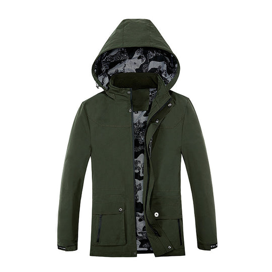 Herren Kapuzen-Parka im Canvas-Utility-Stil mit Camouflage-Innenfutter Shop Nory
