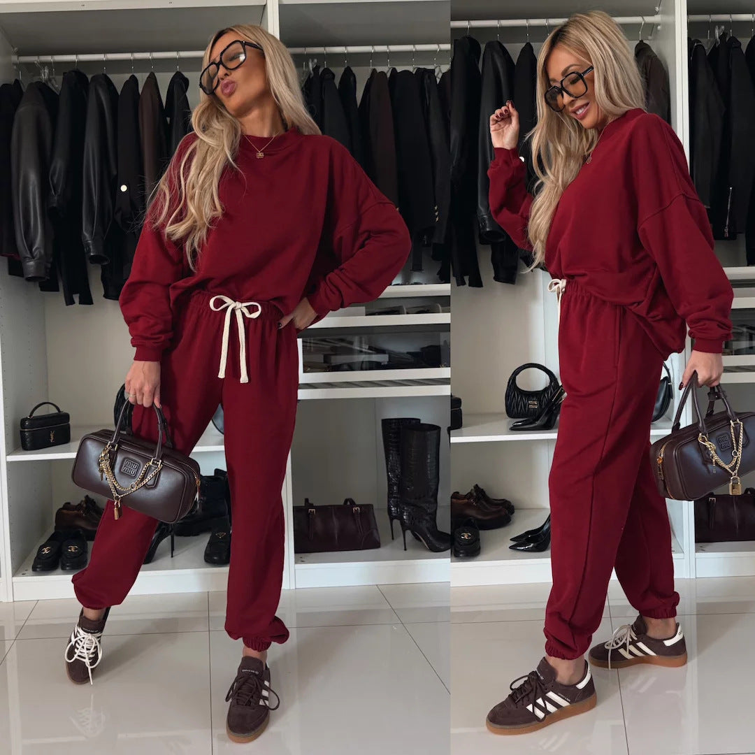 Damen weiches Lounge-Set aus Baumwollmix mit Tunnelzug und elastischen Bündchen Shop Nory