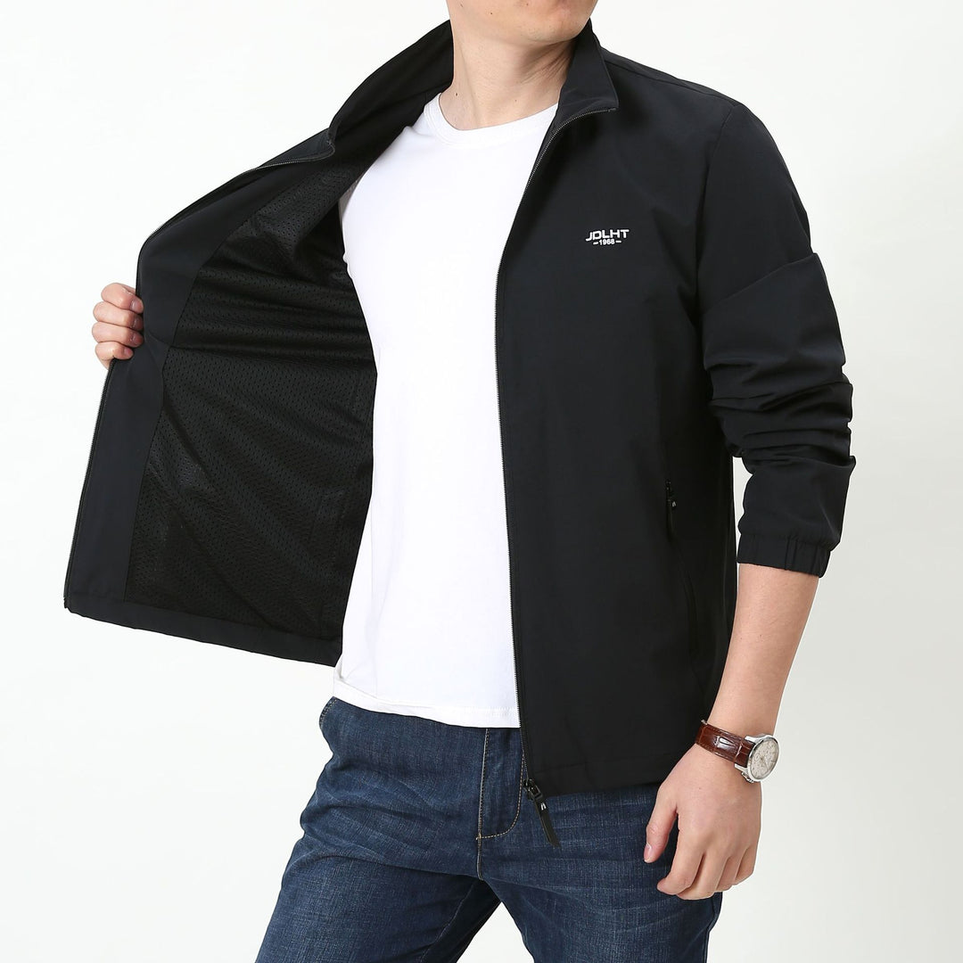 Herren Leichte winddichte Reißverschluss‑Blousonjacke mit Stehkragen und elastischen Bündchen Shop Nory