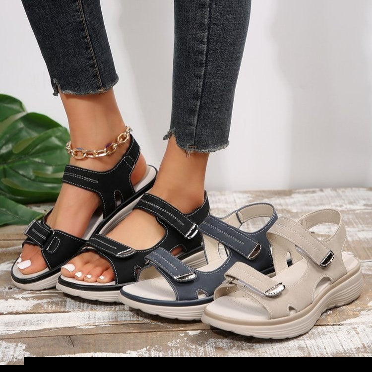 Damen Komfortable Riemensandalen mit verstellbarem Klettverschluss und ergonomischer Sohle