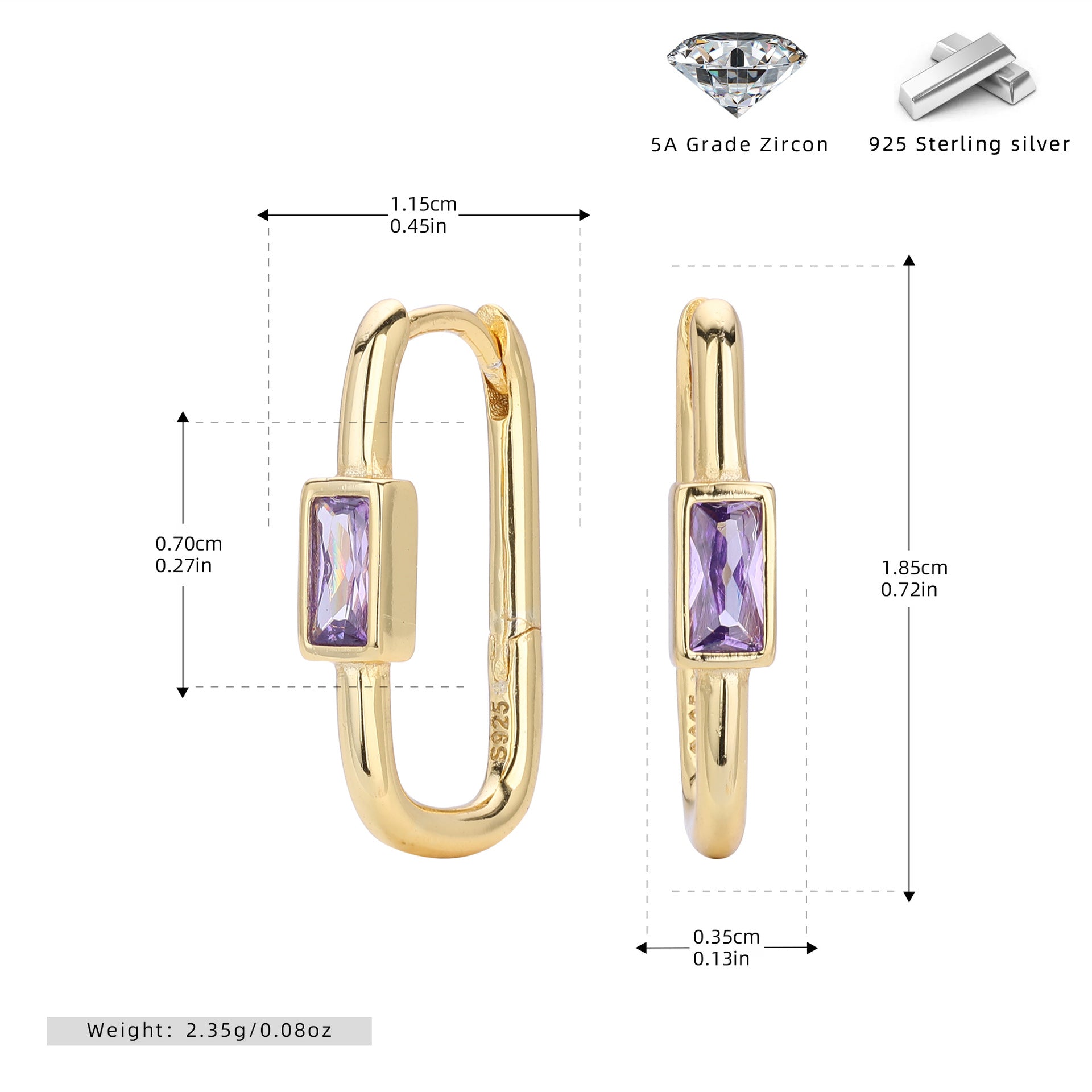Damen Ohrstecker mit luxuriösem 5A Zirkon aus 925 Sterling Silber Shop Nory