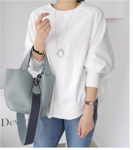 Damen Oversize-Sweatshirt mit Raglanärmeln, abgerundetem Saum und Seitenschlitzen Shop Nory