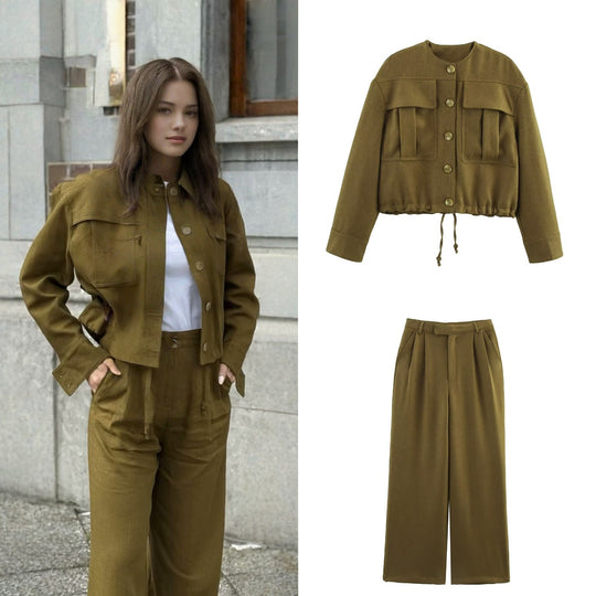 Damen Cropped Fieldjacke mit aufgesetzten Pattentaschen und Kordelzug Shop Nory