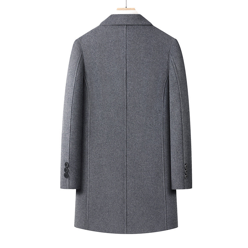 Herren Wollmantel Einreihiger Business-Übermantel mit klassischem Revers Shop Nory