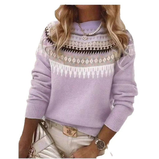 Damen nan Norwegerpullover aus Wollmix mit Rundhalsausschnitt und traditionellem Fair-Isle-Yoke Shop Nory