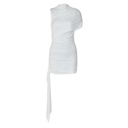 Damen Elegantes Cocktailkleid mit asymmetrischem Saum und Raffung