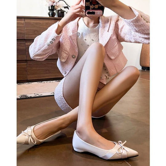 Damen Spitz zulaufende Satin-Ballerinas mit Schleifen-Detail und gepolstertem Komfortfußbett Shop Nory
