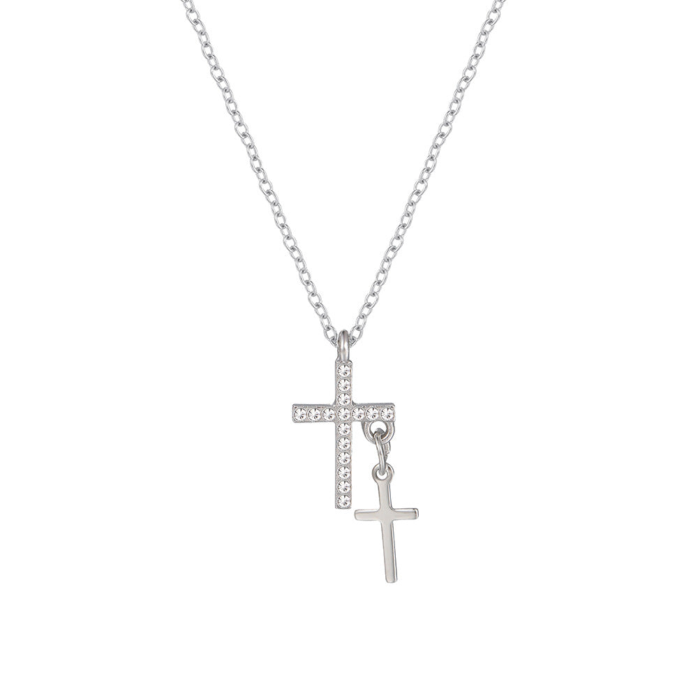 Damen Kreuz-Anhänger mit Strassstein-Verzierung Shop Nory