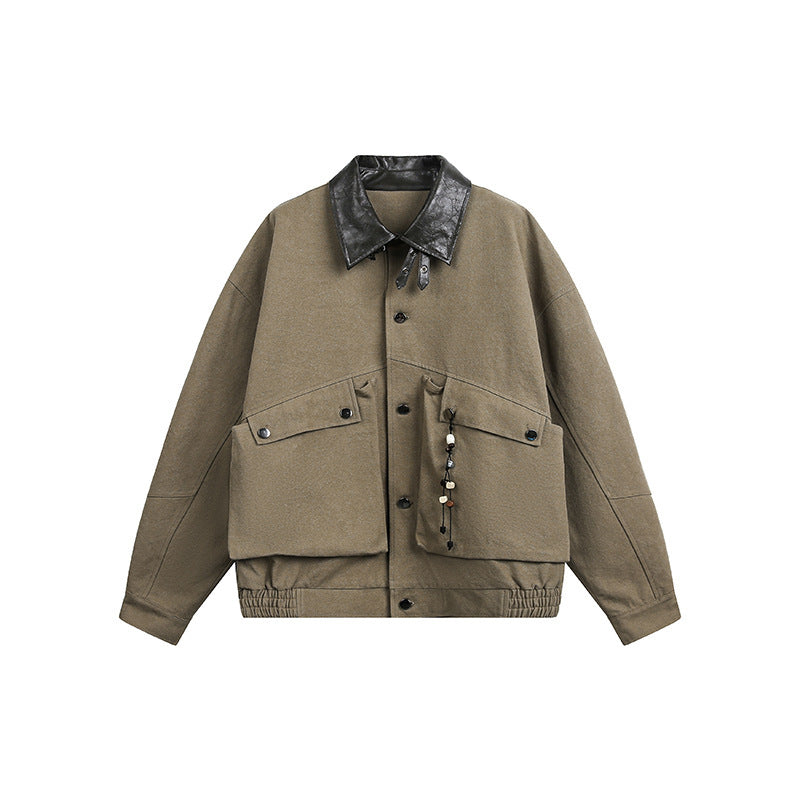 Herren Oversize Harrington-Jacke mit Kunstlederkragen, aufgesetzten Klappentaschen und elastischem Saum Shop Nory