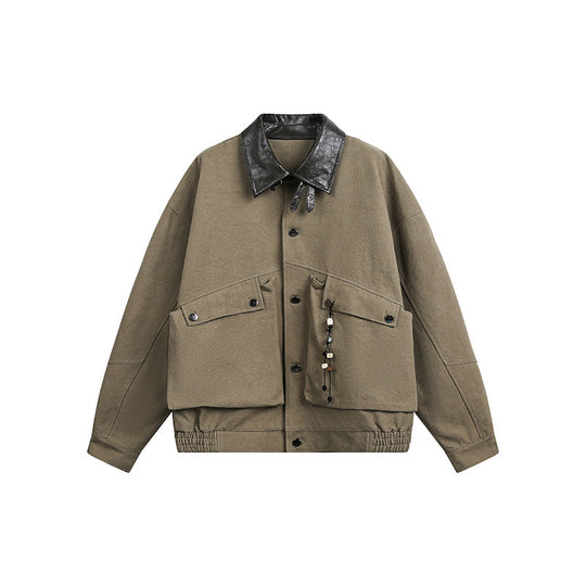 Herren Oversize Harrington-Jacke mit Kunstlederkragen, aufgesetzten Klappentaschen und elastischem Saum Shop Nory