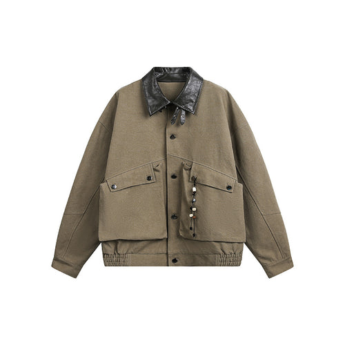 Herren Oversize Harrington-Jacke mit Kunstlederkragen, aufgesetzten Klappentaschen und elastischem Saum Shop Nory