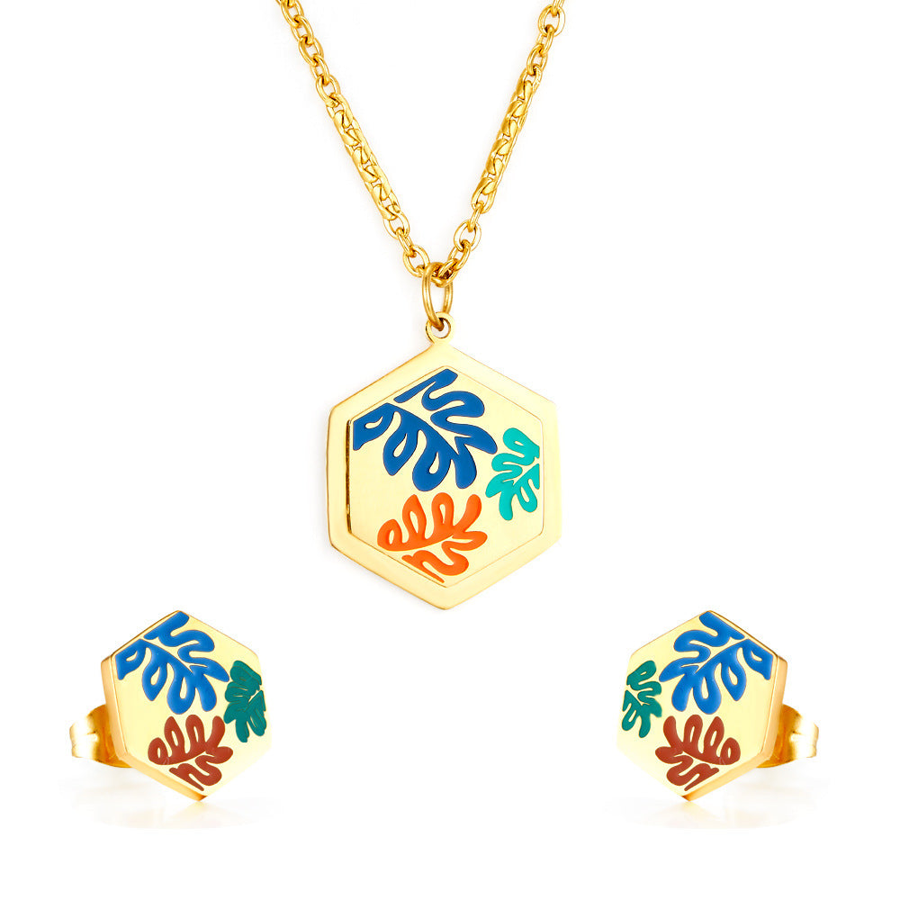 Damen Schmuckset mit buntem Anhänger und eleganten Ohrringen Shop Nory