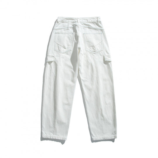 Damen Hochtaillierte Cargo-Hose entspannte Passform mit Klappentaschen und rohem Saum Shop Nory