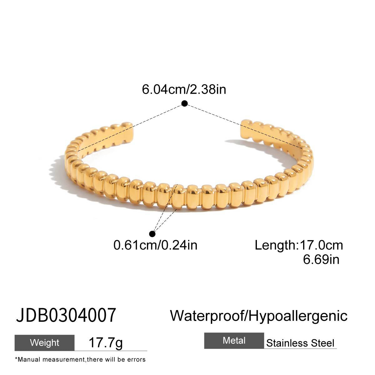 Damen Offenes Armreif mit elegantem Strukturdesign aus hypoallergenem Edelstahl Shop Nory