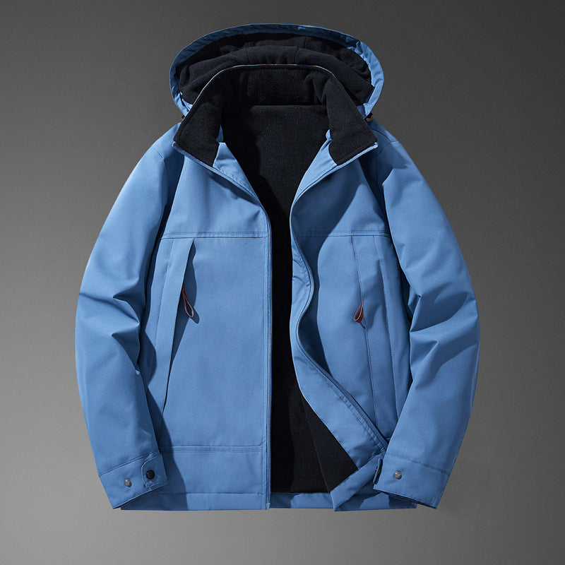 Herren Wasserabweisende Multitaschen-Jacke mit Kapuze und Fleece-Innenfutter Shop Nory