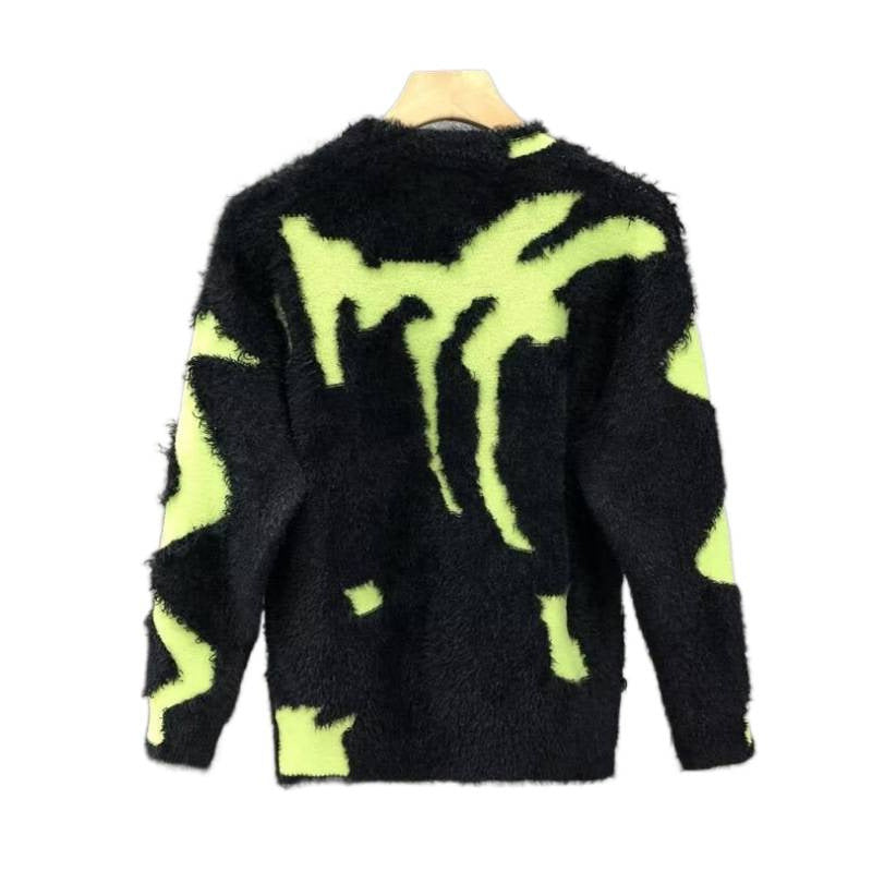 Unisex Flauschiger Oversize-Strickpullover mit abstraktem Destroy-Detail und Strukturmix Shop Nory