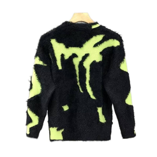 Unisex Flauschiger Oversize-Strickpullover mit abstraktem Destroy-Detail und Strukturmix Shop Nory