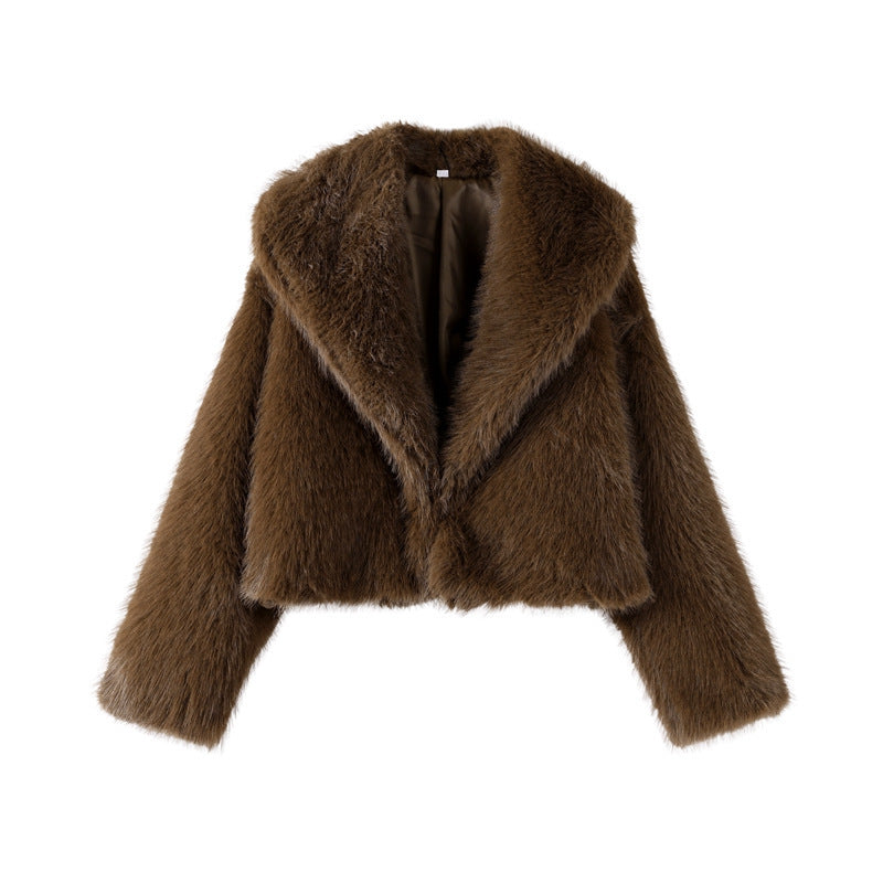 Damen Kurze Voluminöse Hochflor-Faux-Fur-Bolerojacke mit Boxy-Silhouette Shop Nory