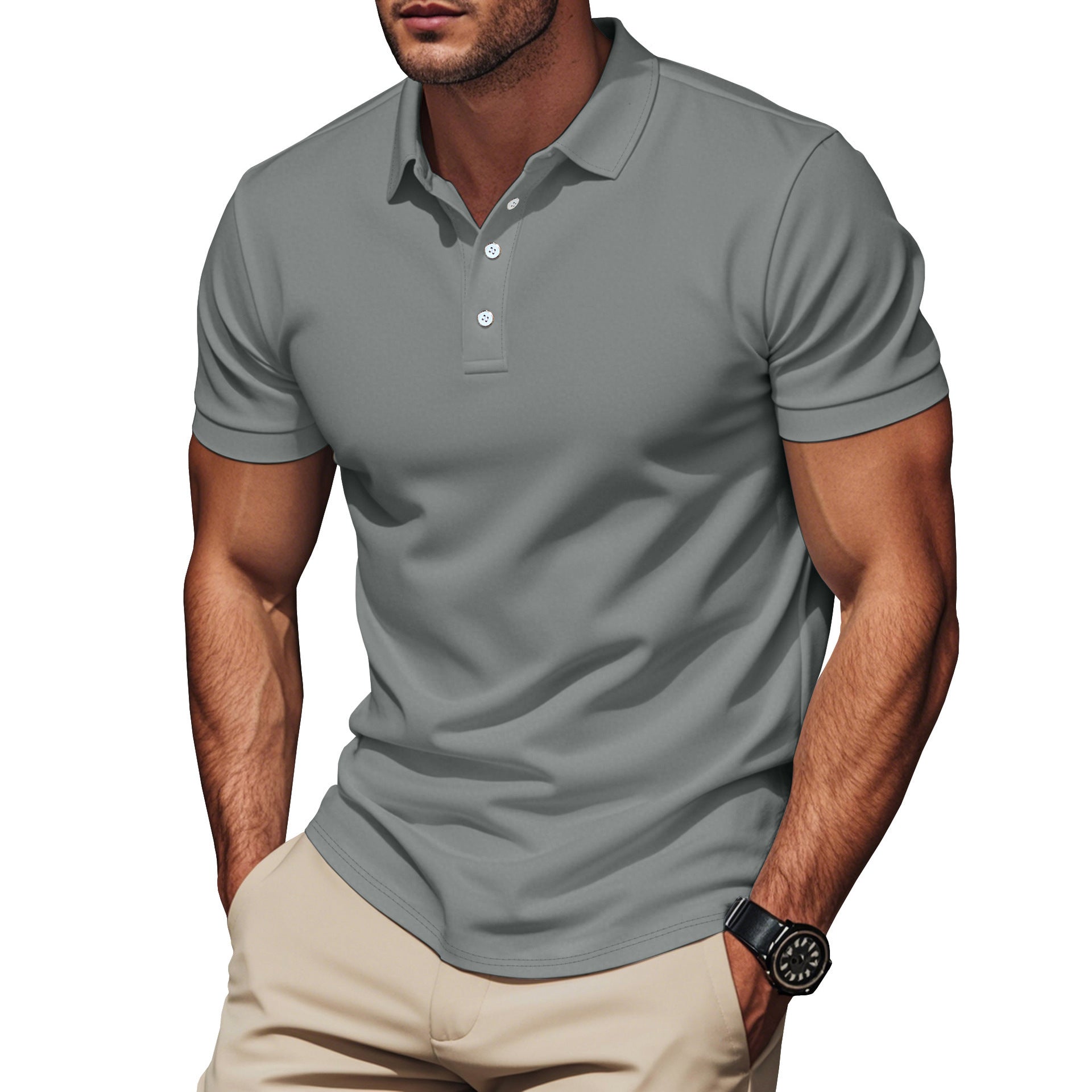 Herren nan Pima-Baumwoll-Polo mit Kentkragen, schmaler Silhouette und verstärkter Knopfleiste Shopnory