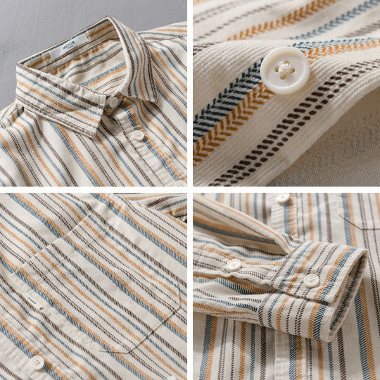 Herren Overshirt aus Baumwollmischung mit vertikalen Streifen und Brusttasche Shop Nory