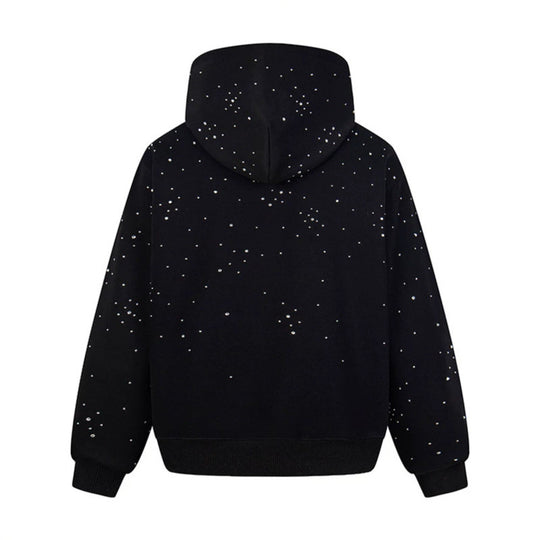 Damen Kapuzenpullover mit Statement-Print Metallic-Lettering und Paint-Splatter-Optik Shop Nory