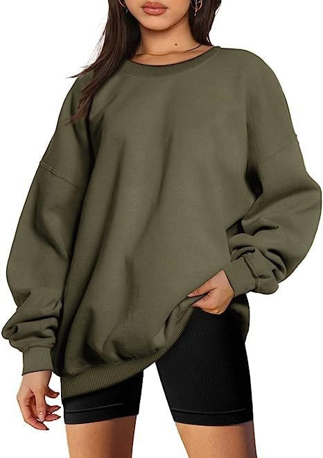 Damen nan extralanger Oversize-Sweatpullover mit Ballonärmeln, geripptem Saum und angerauter Innenseite Shop Nory