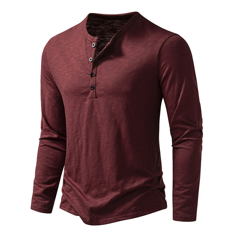 Herren Langarmshirt mit knopflosem V-Ausschnitt und atmungsaktivem Stoff