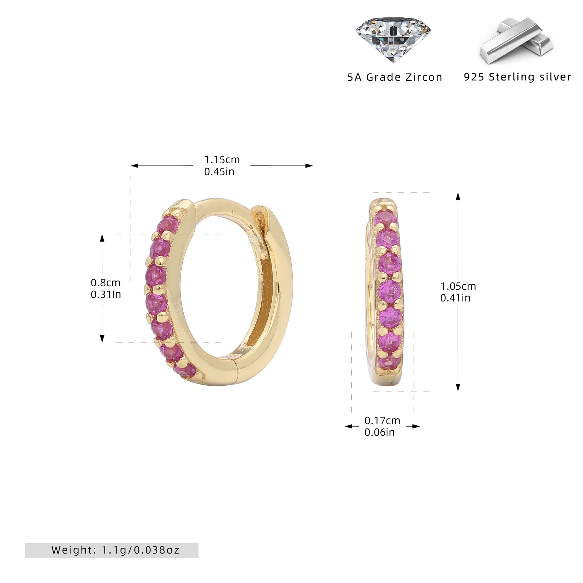 Damen Creolen mit funkelnden Zirkonsteinen und hochwertigem 925 Sterling Silber Shop Nory