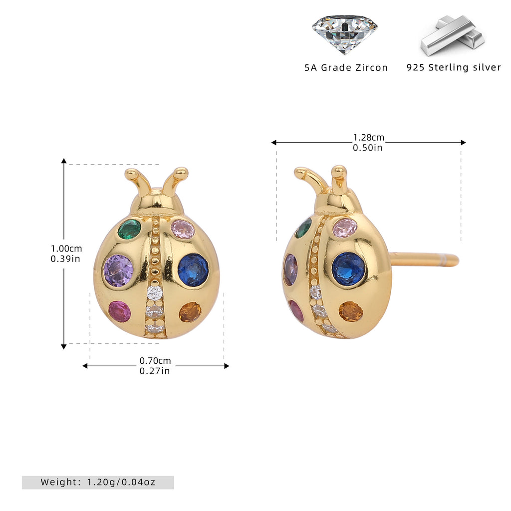 Damen Ohrstecker im kreativen Marienkäfer-Design aus hochwertigem 925 Sterling Silber Shop Nory
