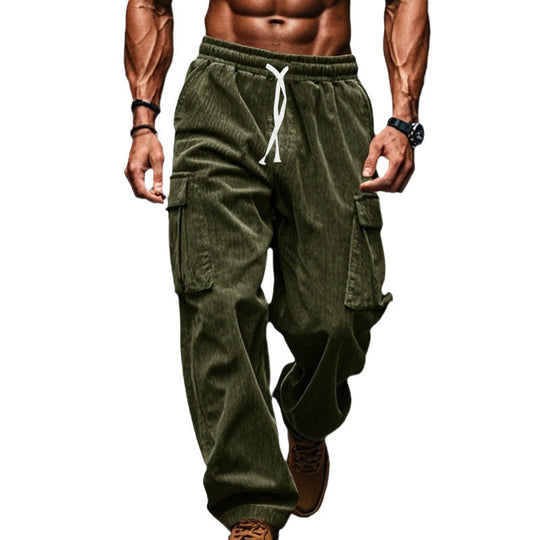 Herren lockere Cord-Cargo-Hosen mit praktischen Taschen