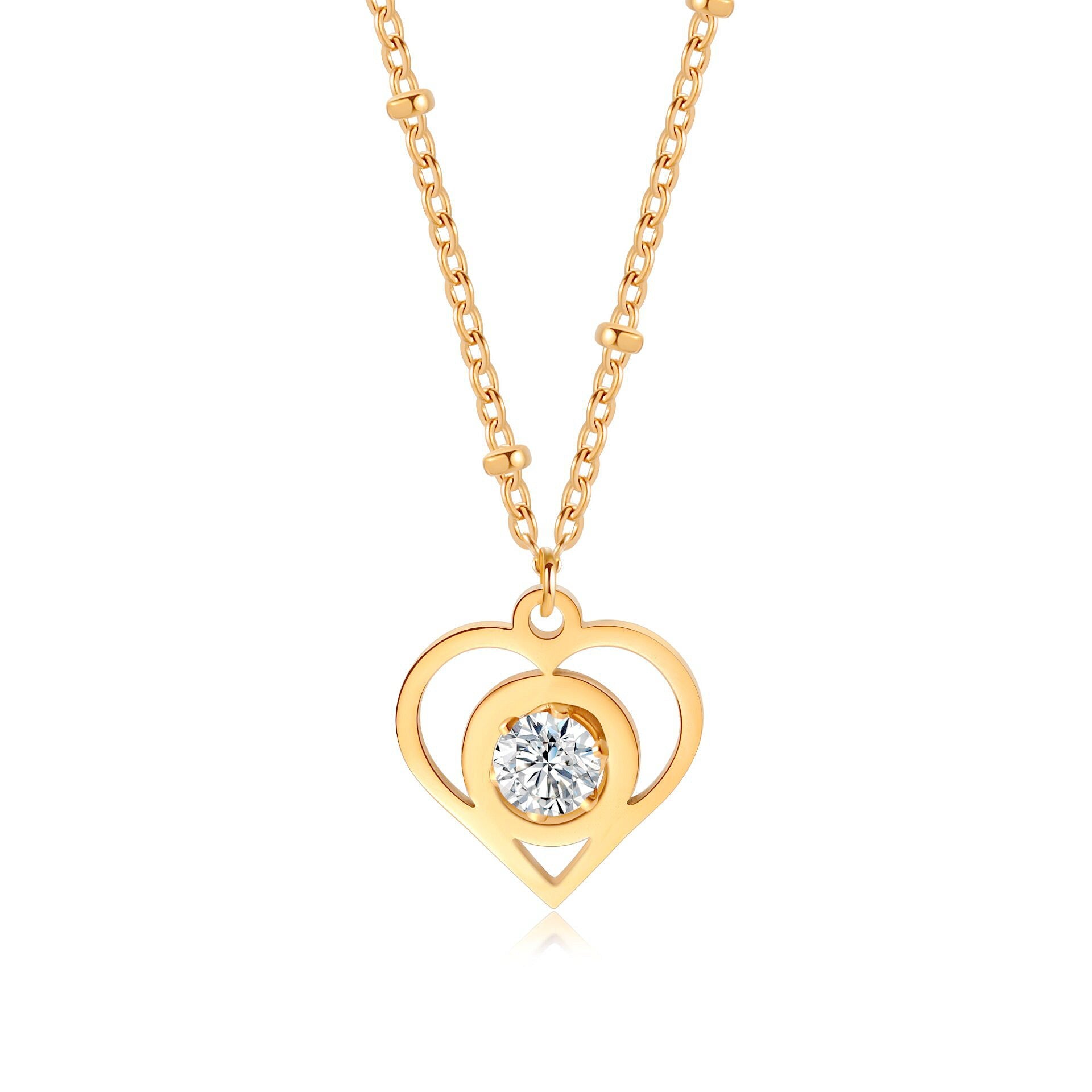 Damen elegante Herzanhänger mit Glitzerstein Shop Nory