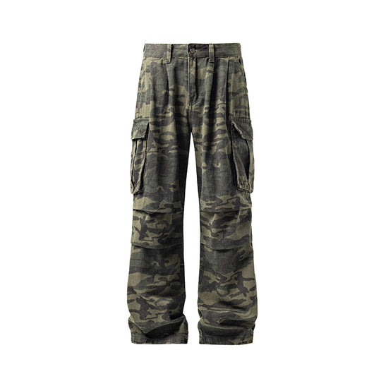 Herren Weite Camouflage-Cargohose mit tiefem Schritt, Multi‑Taschen und elastischem Bund Shop Nory