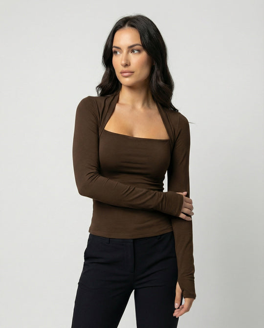 Enganliegendes Damen Langarmshirt Schwarz Herbst Slim Fit T-Shirt Oberteil
