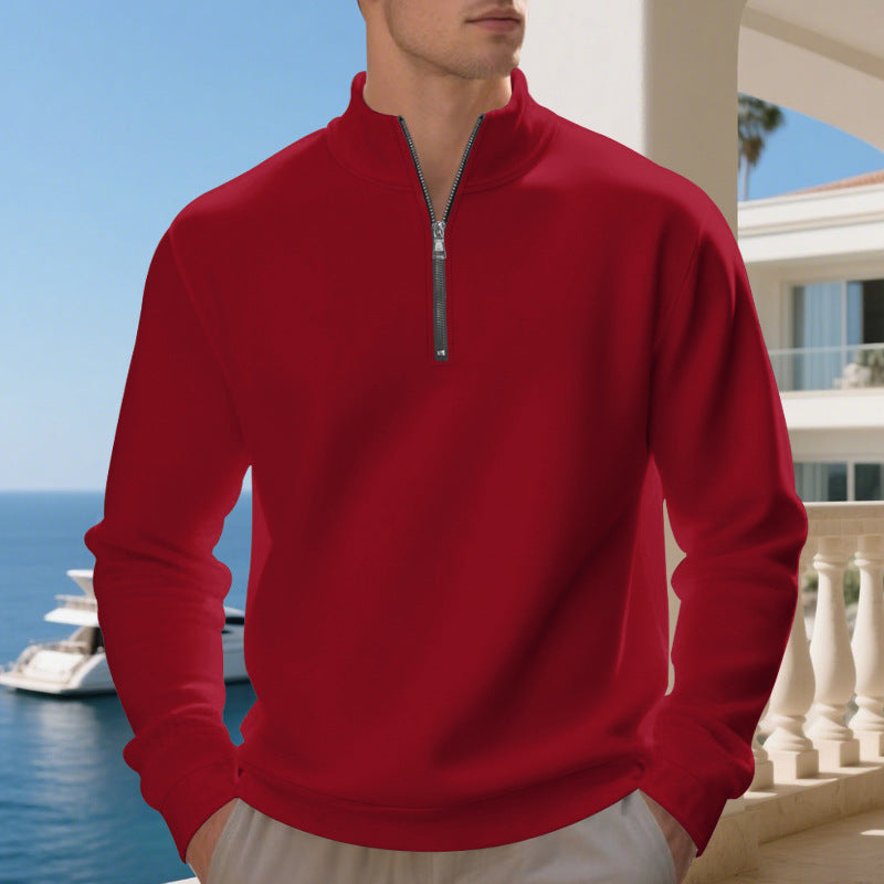 Herren sportlicher Sweatshirt mit modernem Stehkragen und Reißverschluss