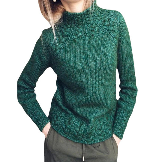Damen nan grobgestrickter Zopfmuster-Pullover mit Stehkragen und tailliertem Schnitt Shop Nory
