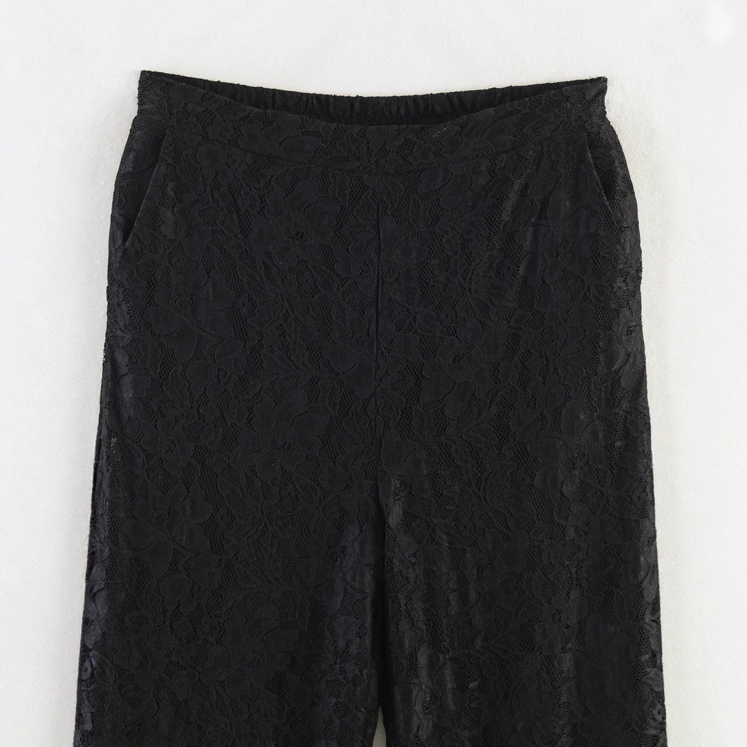 Damen Hochelastische Spitzenhose mit weitem Bein und hoher Taille Shop Nory