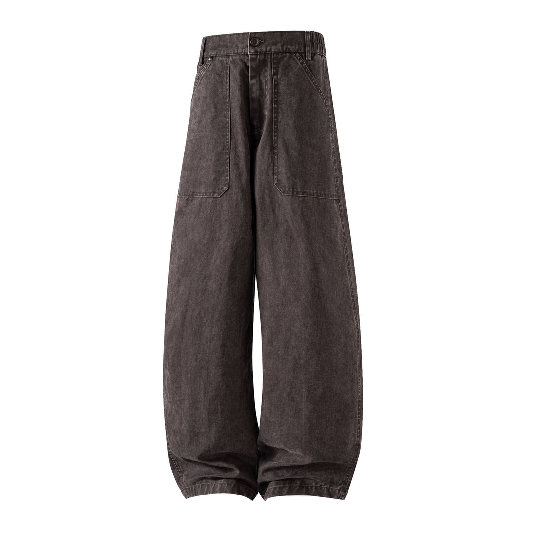 Damen Utility-Denimhose mit hoher Taille, extra weitem Bein und aufgesetzten Taschen Shop Nory