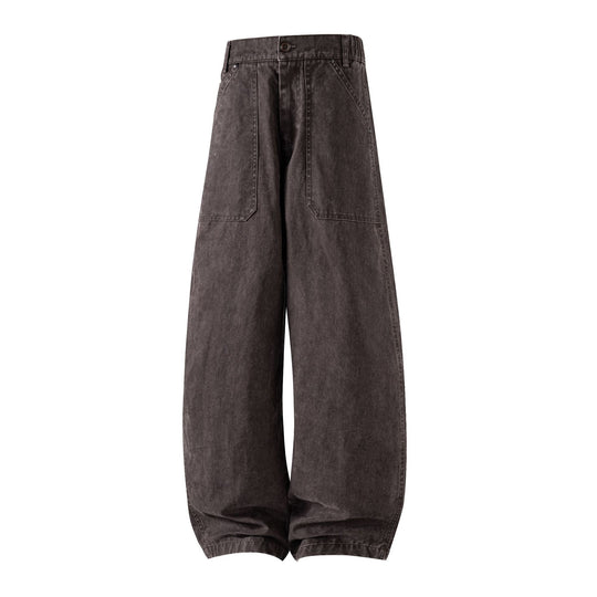 Damen Utility-Denimhose mit hoher Taille, extra weitem Bein und aufgesetzten Taschen Shop Nory