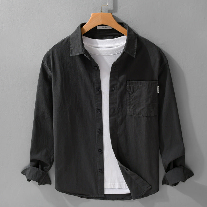 Herren Casual-Hemdjacke aus leichtem Baumwoll-Twill mit aufgesetzter Brusttasche und entspannter Passform Shop Nory