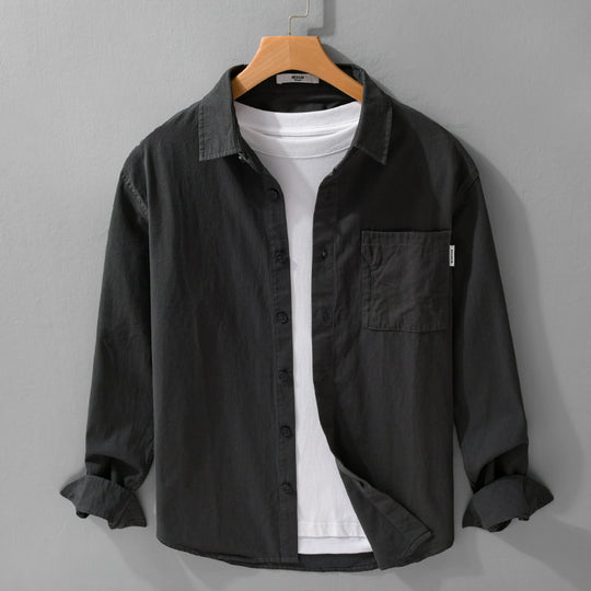 Herren Casual-Hemdjacke aus leichtem Baumwoll-Twill mit aufgesetzter Brusttasche und entspannter Passform Shop Nory