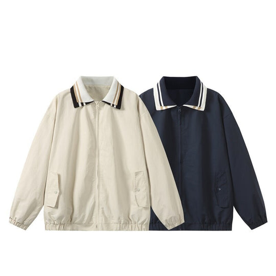 Herren Leichte Harrington‑Style Bomberjacke mit gestreiftem Rippkragen und Druckknopf‑Taschen Shop Nory