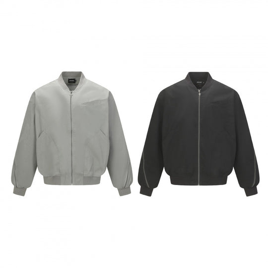 Unisex Boxy-Bomberjacke mit durchgehendem Reißverschluss, geripptem Saum und Brust‑Welttasche Shop Nory