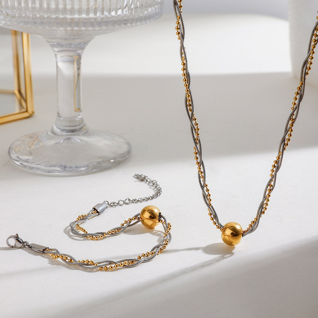 Damen Halskette aus hypoallergenem Edelstahl mit elegantem Goldakzent und verstellbarem Verschluss Shop Nory