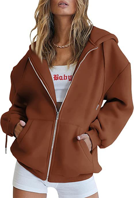 Damen nan übergroße Kapuzenjacke mit durchgehendem Reißverschluss und Kängurutaschen Shop Nory