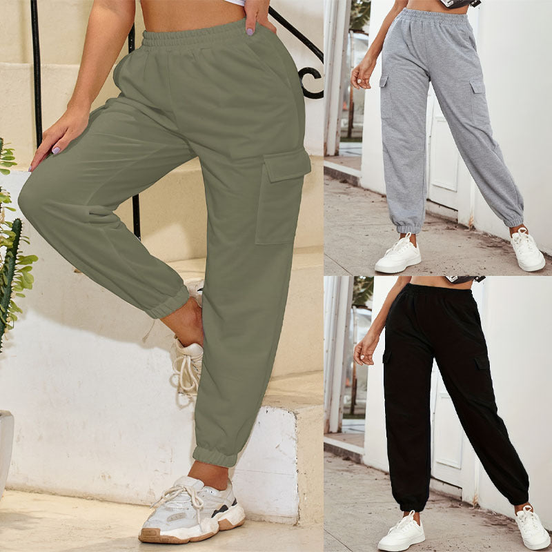 Damen Cargo-Hose mit elastischem Bund und praktischen Taschen