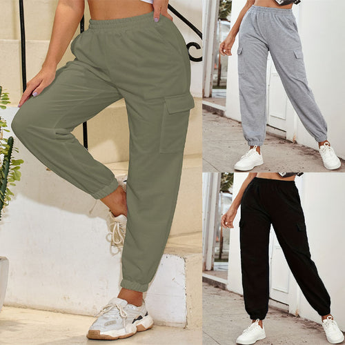 Damen Cargo-Hose mit elastischem Bund und praktischen Taschen