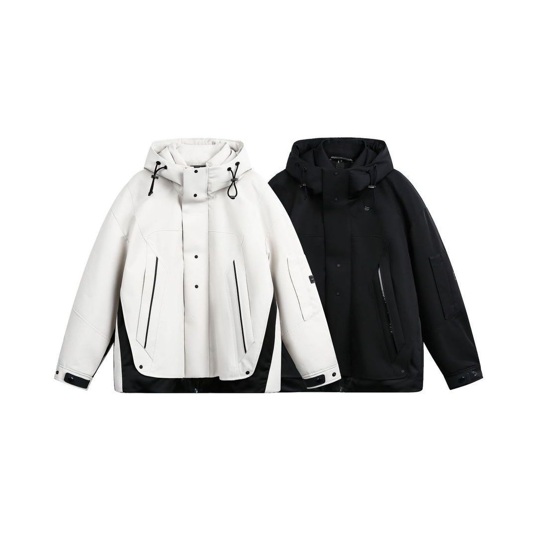 Unisex Technische wattierte Winterparka mit hoher Kapuze und mehreren Reißverschlusstaschen Shop Nory