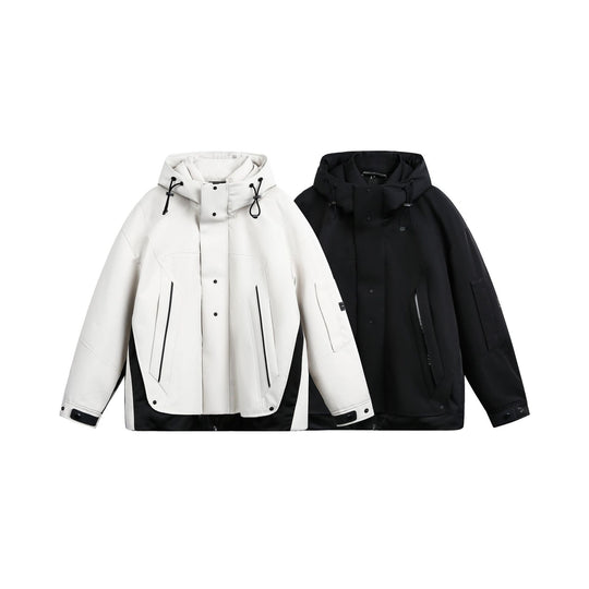 Unisex Technische wattierte Winterparka mit hoher Kapuze und mehreren Reißverschlusstaschen Shop Nory
