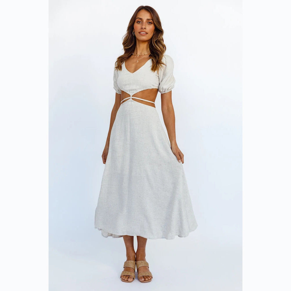 Damen Maxikleid mit kreativen Cut-Outs Shopnory